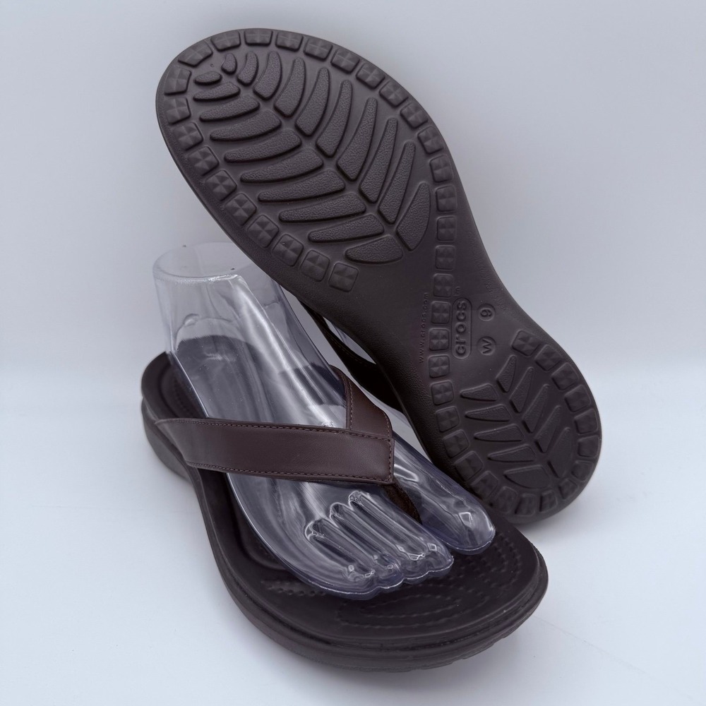 Women's Crocs Capri V Thong Brown Flip-Flop Slip-On Comfort Sandals Size 9